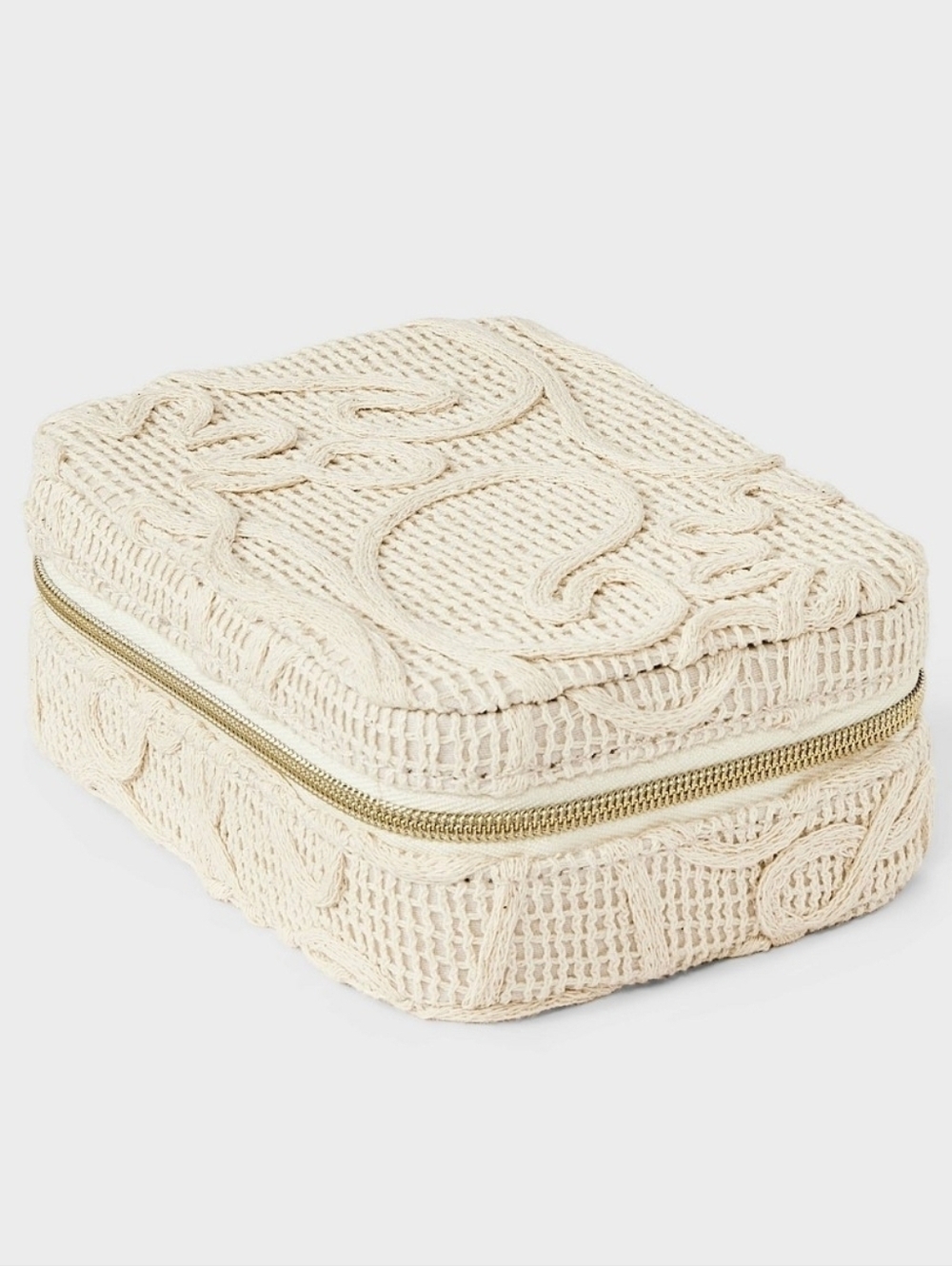 a new day Cream Braided Zip Jewelry Case